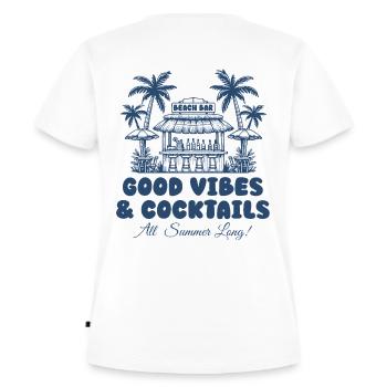 Beach Bar - Summer Vibes & Cocktails - Frauen Premium Bio T-Shirt - Weiß - Hinten - AI Model Female 172 dark (172cm)