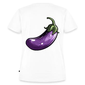 Aubergine gross - Frauen Premium Bio T-Shirt - Weiß - Hinten - AI Model Female 172 dark (172cm)