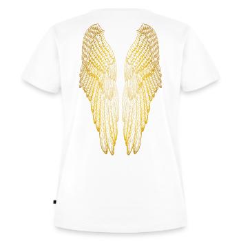 Lange Goldflügel - Frauen Premium Bio T-Shirt - Weiß - Hinten - AI Model Female 172 dark (172cm)