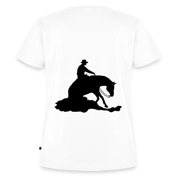 Ich schwöre gestern konnten wir es noch - Frauen Premium Bio T-Shirt - Weiß - Hinten - AI Model Female 172 dark (172cm)