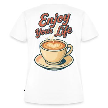 Enjoy your life - Frauen Premium Bio T-Shirt - Weiß - Hinten - AI Model Female 172 dark (172cm)