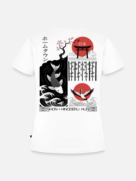 Kranich, Koi - Japan - Frauen Premium Bio T-Shirt - Weiß