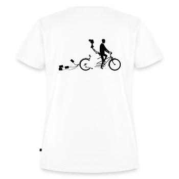 Hochzeit Fahrrad mit Dosen - Frauen Premium Bio T-Shirt - Weiß - Hinten - AI Model Female 172 dark (172cm)