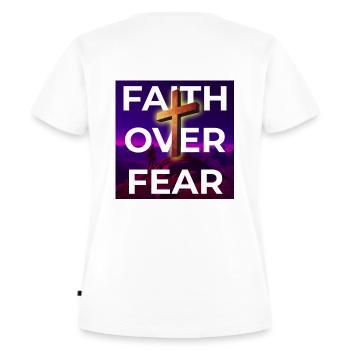 Faith over Fear - Frauen Premium Bio T-Shirt - Weiß - Hinten - AI Model Female 172 dark (172cm)