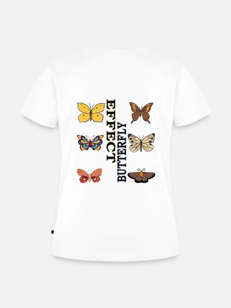 Butterfly Effect Backprint Design - Frauen Premium Bio T-Shirt - Weiß