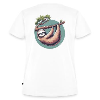 Entspanntes Faultier Gelassenheit am Baum - Frauen Premium Bio T-Shirt - Weiß - Hinten - AI Model Female 172 dark (172cm)