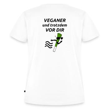 Veganer vor dir Spruch Vegan Vegane Ernährung - Frauen Premium Bio T-Shirt - Weiß - Hinten - AI Model Female 172 dark (172cm)