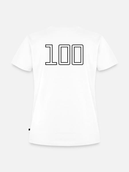 Nummer 100 (University Style) - Frauen Premium Bio T-Shirt - Weiß