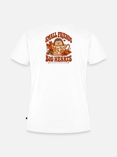 Small Friend Big Hearts Hedgehog - Frauen Premium Bio T-Shirt - Weiß