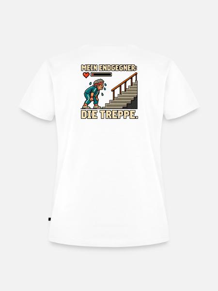 Mein Endgegner die Treppe - Frauen Premium Bio T-Shirt - Weiß