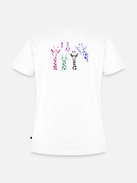 Bunte Giraffen Pop-Art Muster - Frauen Premium Bio T-Shirt - Weiß