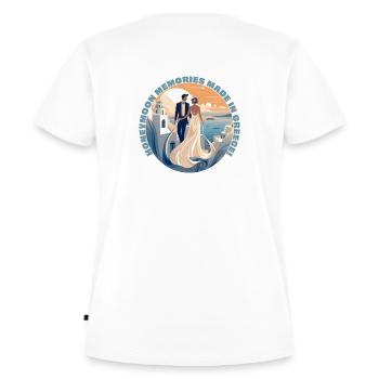 Flitterwochen-Erinnerungen aus Griechenland. - Frauen Premium Bio T-Shirt - Weiß - Hinten - AI Model Female 172 dark (172cm)