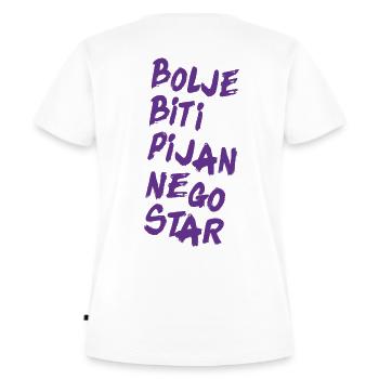 BOLJE BITI PIJAN NEGO STAR 2 - Frauen Premium Bio T-Shirt - Weiß - Hinten - AI Model Female 172 dark (172cm)