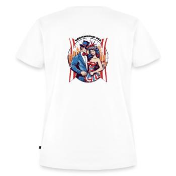 Flitterwochen in den USA. - Frauen Premium Bio T-Shirt - Weiß - Hinten - AI Model Female 172 dark (172cm)