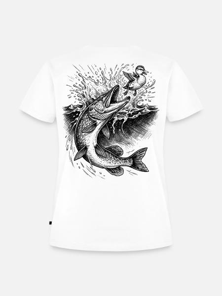 Hecht Oberflächenjagd | Classic Collection - Frauen Premium Bio T-Shirt - Weiß