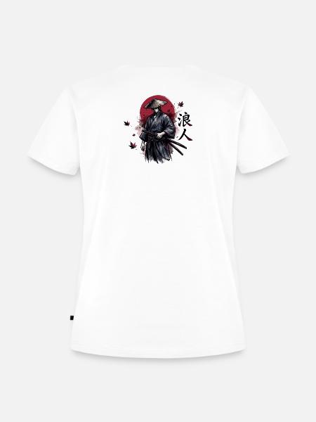 Schattensamurai im Herbstrot - Frauen Premium Bio T-Shirt - Weiß