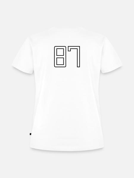 Nummer 87 (Universitätsstil) - Frauen Premium Bio T-Shirt - Weiß