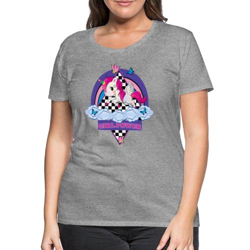 Einhorn mit Girl Power - Frauen Premium T-Shirt
