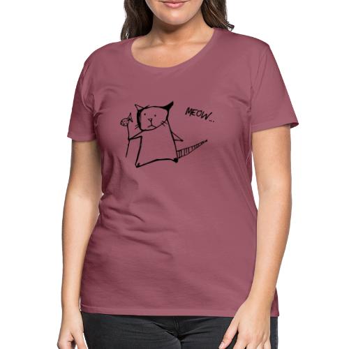 Katze mit Fisch Meow - Frauen Premium T-Shirt