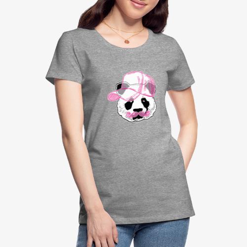 Panda - Pink - Cap - Mustache - Frauen Premium T-Shirt