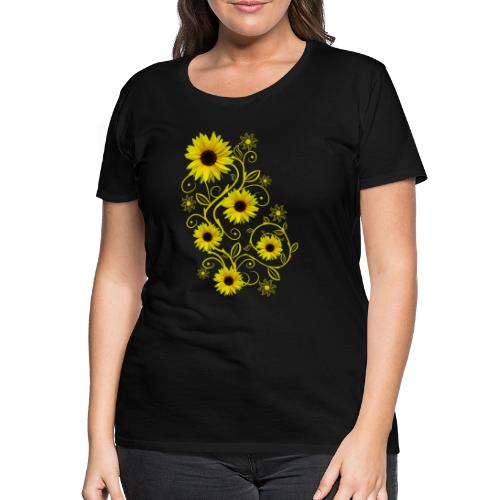 gelbe Sonnenblumen, Ornamente, Sonnenblume, Blumen - Frauen Premium T-Shirt
