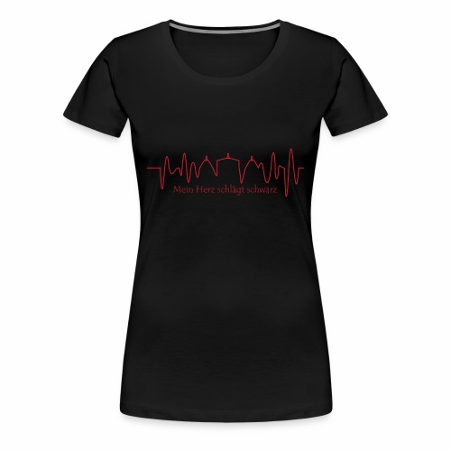 Mein Herz schlägt schwarz rot - Frauen Premium T-Shirt