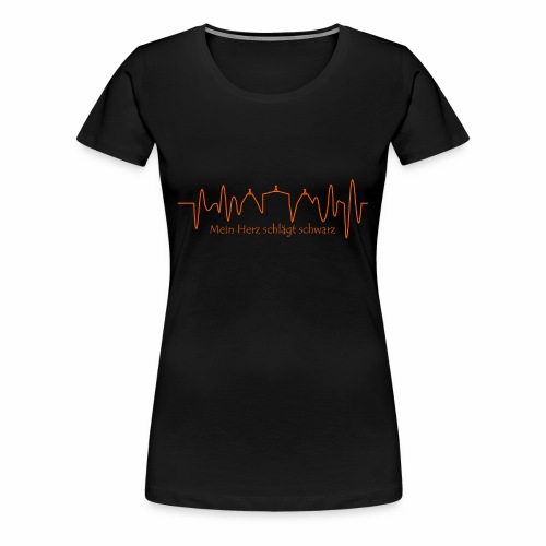 Mein Herz schlägt schwarz orange - Frauen Premium T-Shirt