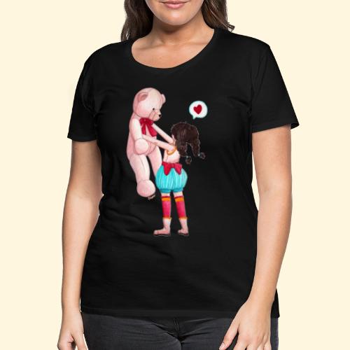 Fille au Nounours géant - T-shirt Premium Femme