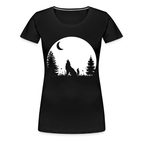 Wolf Wald Wildnis Natur Mond Geschenk - Frauen Premium T-Shirt