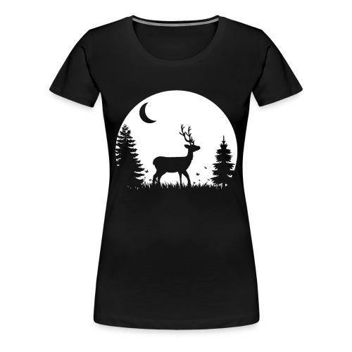 Hirsch Wald Wildnis Natur Geschenk Mond - Frauen Premium T-Shirt