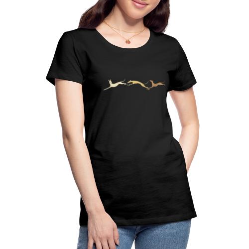 3 springende braune Windhunde - Frauen Premium T-Shirt