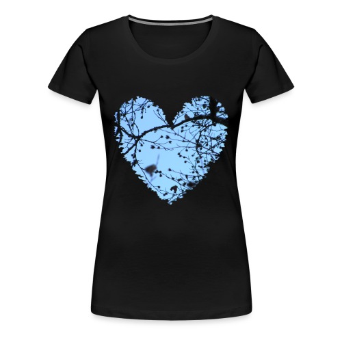 hart met boom takken en blauwe lucht, love t-shirt - Vrouwen Premium T-shirt
