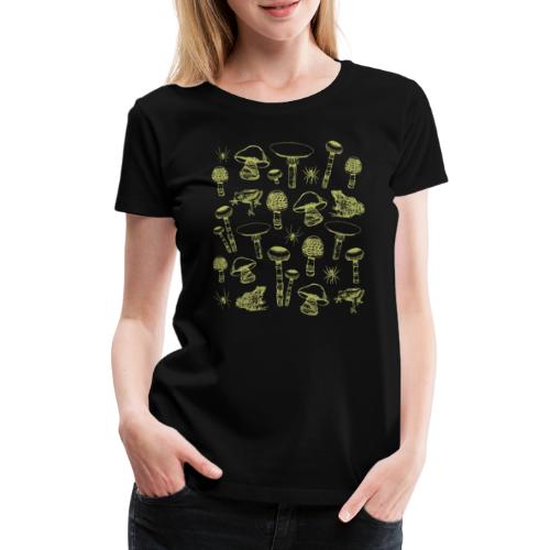 Green Magic Mushrooms & Frogs - Dame premium T-shirt