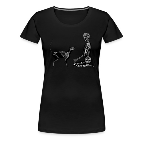 Esqueleto humano y de gato - Camiseta premium mujer