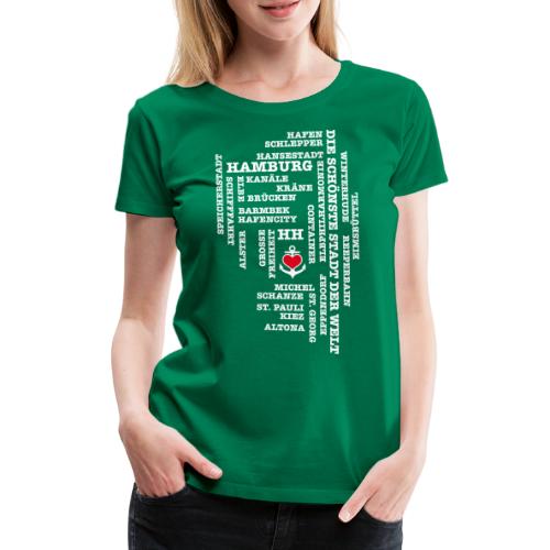 Hamburg Begriffe / Herz auf Anker / Text weiss - Frauen Premium T-Shirt
