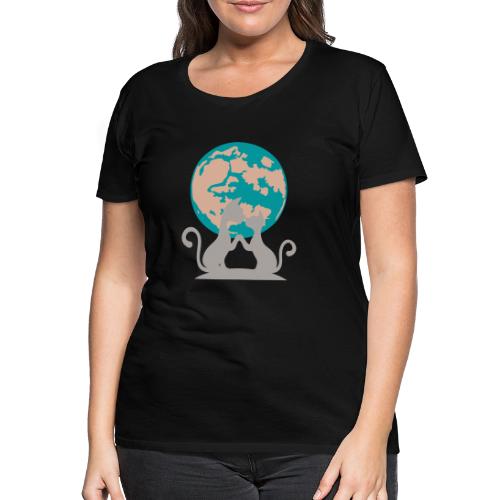 2 chats devant la planète - T-shirt Premium Femme