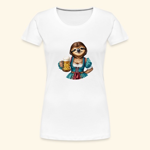 Faultier im Dirndl mit Bierglas - Frauen Premium T-Shirt