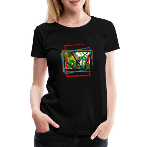 Bunter Papagei auf einem Ast mit farbigen Akzenten - Frauen Premium T-Shirt