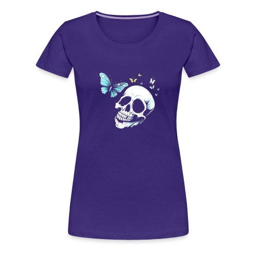 Totenkopf mit Schmetterling - Frauen Premium T-Shirt