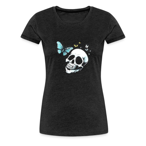 Totenkopf mit Schmetterling - Frauen Premium T-Shirt