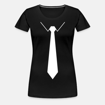 Skjorte med hvitt slips - Premium T-skjorte for kvinner