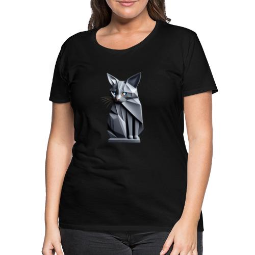 Chat gris origami, futuriste de face - T-shirt Premium Femme