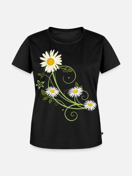 Ranke mit Margerite und Gänseblümchen - Frauen Premium Bio T-Shirt - Schwarz