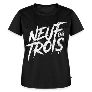 Neuf Trois | 93 | Saint Denis | France - T-shirt Premium bio Femme - noir - Devant - Selfina (174cm)