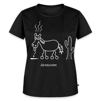 färtdurstet, verdurstet, färt, Pferd ist durstig - Frauen Premium Bio T-Shirt - Schwarz - Vorne - Selfina (174cm)