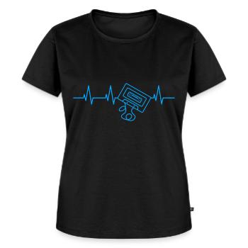 90er Jahre Herzschlag - Frauen Premium Bio T-Shirt - Schwarz - Vorne - Selfina (174cm)