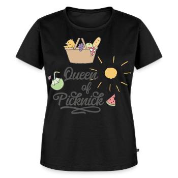 Pique-nique - T-shirt Premium bio Femme - noir - Devant - Selfina (174cm)