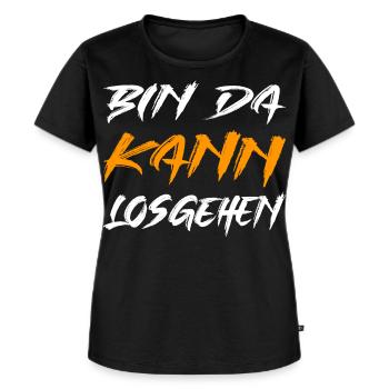 Bin da kann losgehen - Frauen Premium Bio T-Shirt - Schwarz - Vorne - Selfina (174cm)