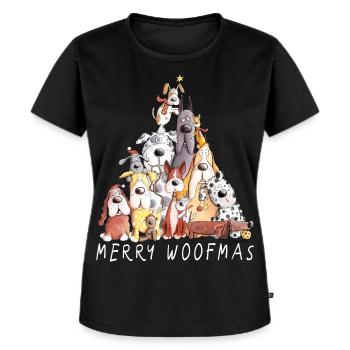 MERRY WOOFMAS Hunde Weihnachten Hundehaufen - Frauen Premium Bio T-Shirt - Schwarz - Vorne - Selfina (174cm)
