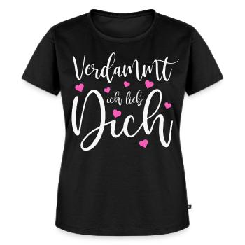 Verdammt ich lieb dich Liebe Schlager Sprüche - Frauen Premium Bio T-Shirt - Schwarz - Vorne - Selfina (174cm)